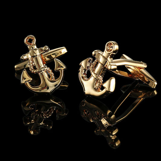 3M Gold Anchor Shaped Cufflinks Classic Style