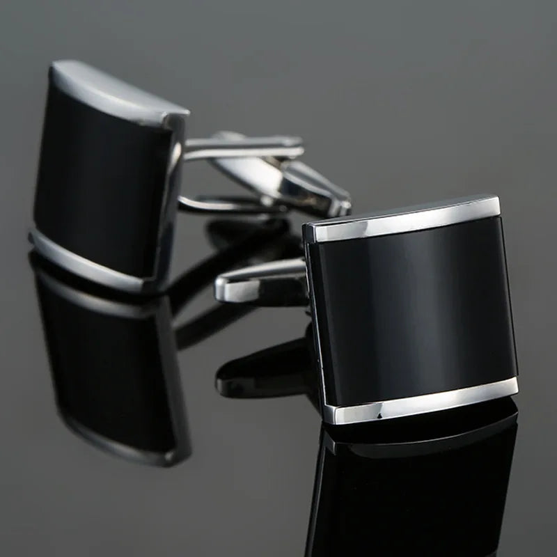 3M Onyx Curve Cufflinks-Modern Business Style