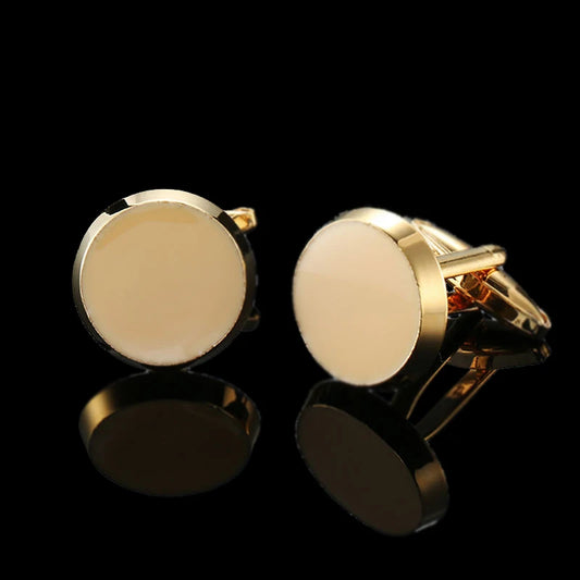 3M  Round Gold Cufflinks Classic Business Style
