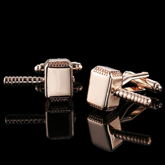 3M  Gold Warrior Hammer Cufflinks Bold Statement Style