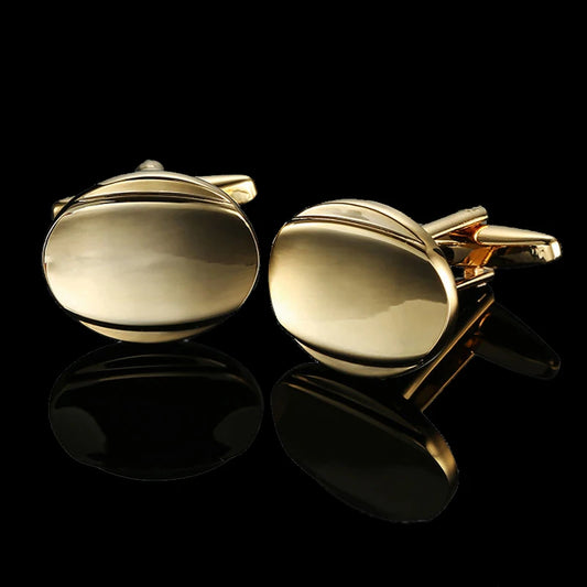 3M Gold Oval Cufflinks Classic Business Style