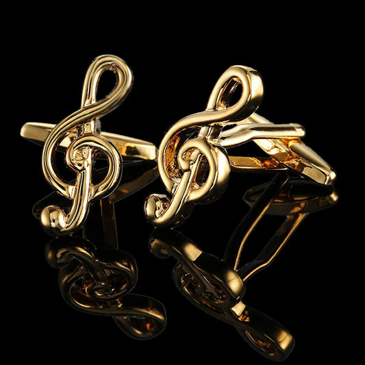 3M Gold Music Note Cufflinks Classic Style