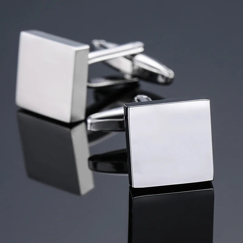 3M Silver Square  Cufflinks-Classic Business Style