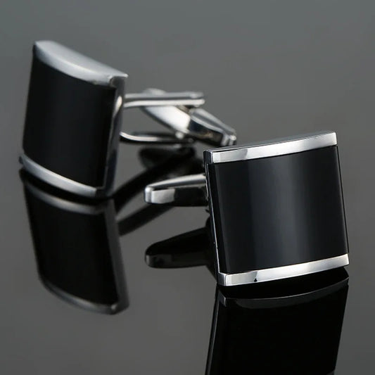 3M Onyx Curve Cufflinks-Modern Business Style