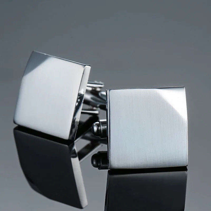 3M Silver Square  Cufflinks-Classic Business Style